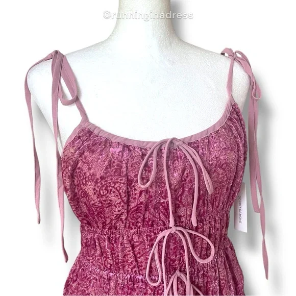 NWT For Love & Lemons Felicity Mini Dress Size Medium In Color Purple Combo - Picture 8 of 16
